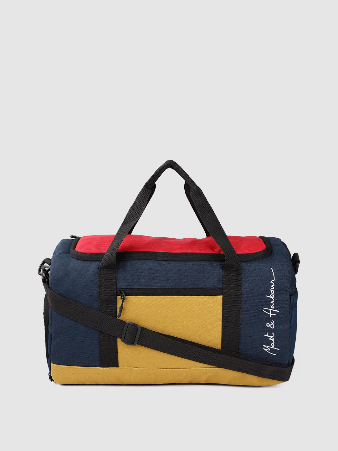 

Mast & Harbour Unisex Mustard Yellow & Navy Colourblocked Duffel Bag