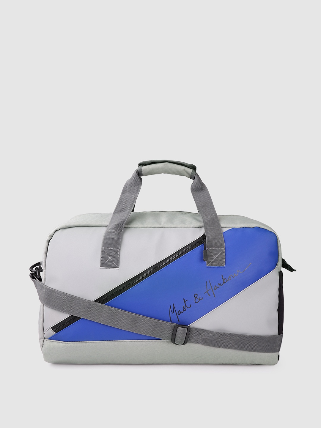 

Mast & Harbour Unisex Grey & Blue Coloublocked Duffle Bag