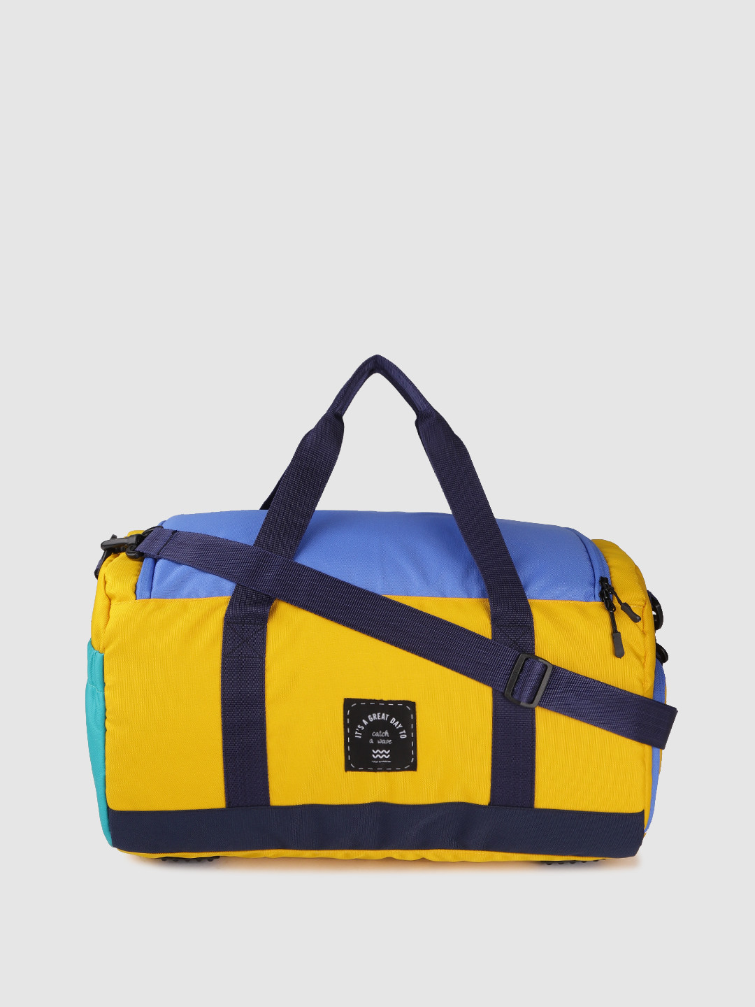 

Mast & Harbour Unisex Blue & Yellow Colourblocked Duffel Bag