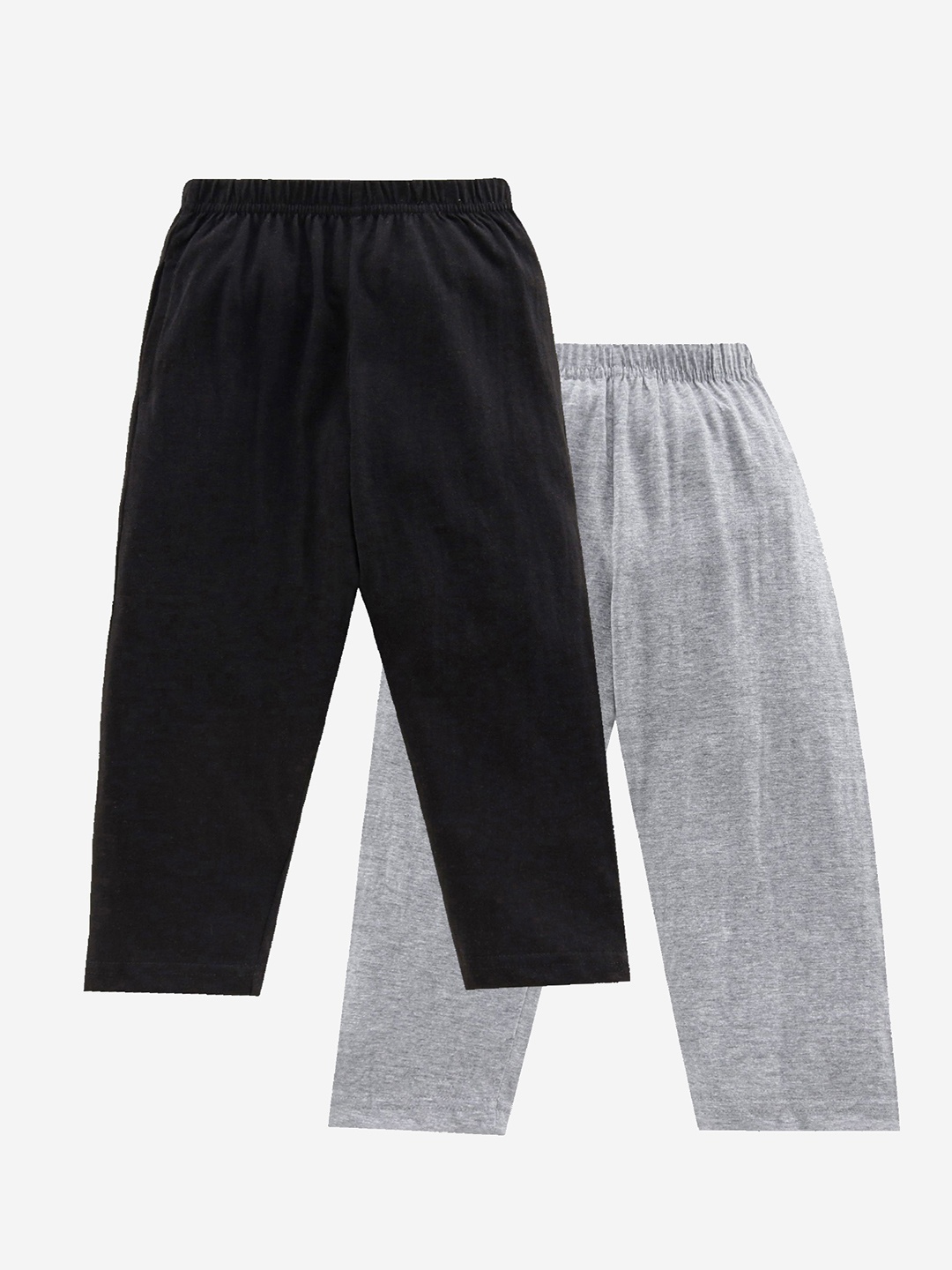 

KiddoPanti Boys Pack of 2 Solid Pure Cotton Lounge Pants, Grey melange