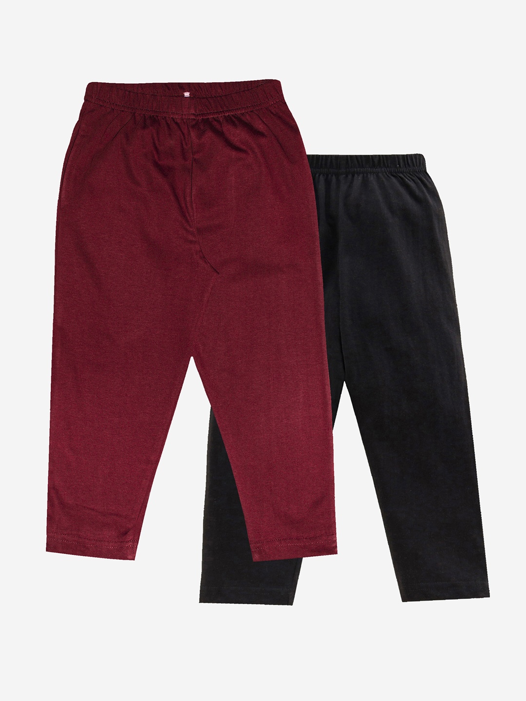 

KiddoPanti Boys Pack of 2 Solid Pure Cotton Lounge Pants, Maroon