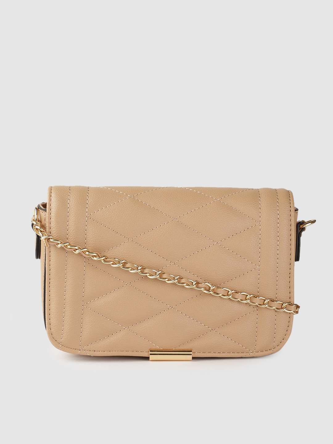 

Accessorize London Women Faux Leather Chrissy Quilt Chain Sling bag, Beige
