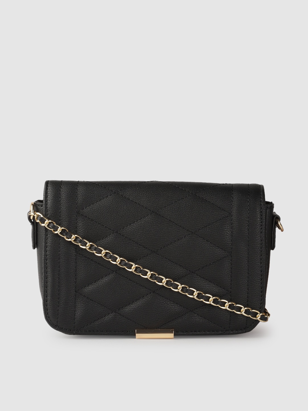 

Accessorize London Women Faux Leather Chrissy Quilt Chain Sling Bag, Black