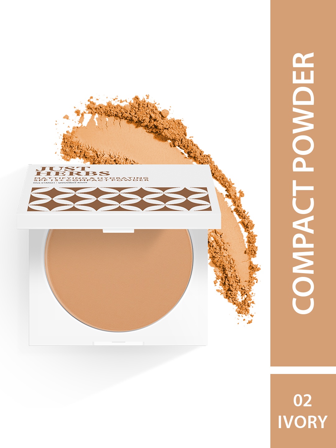 

Just Herbs Long lasting And Matte Finish Compact Powder With SPF 15 - 02 Ivory, Na