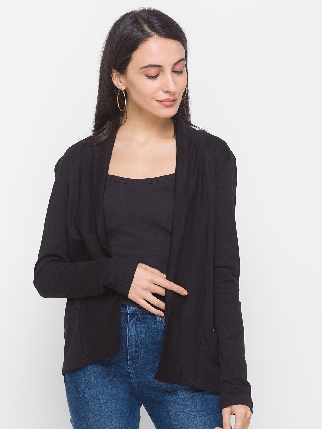 

Globus Women Black Cotton Shrug