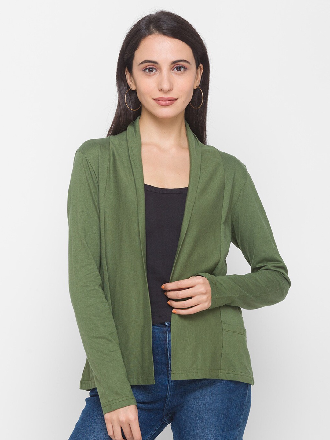 

Globus Women Olive Green Cotton Shrug