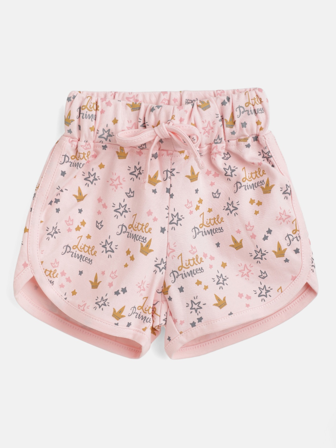 

TINYO Infant Girls Pink & Grey Cotton Printed Shorts