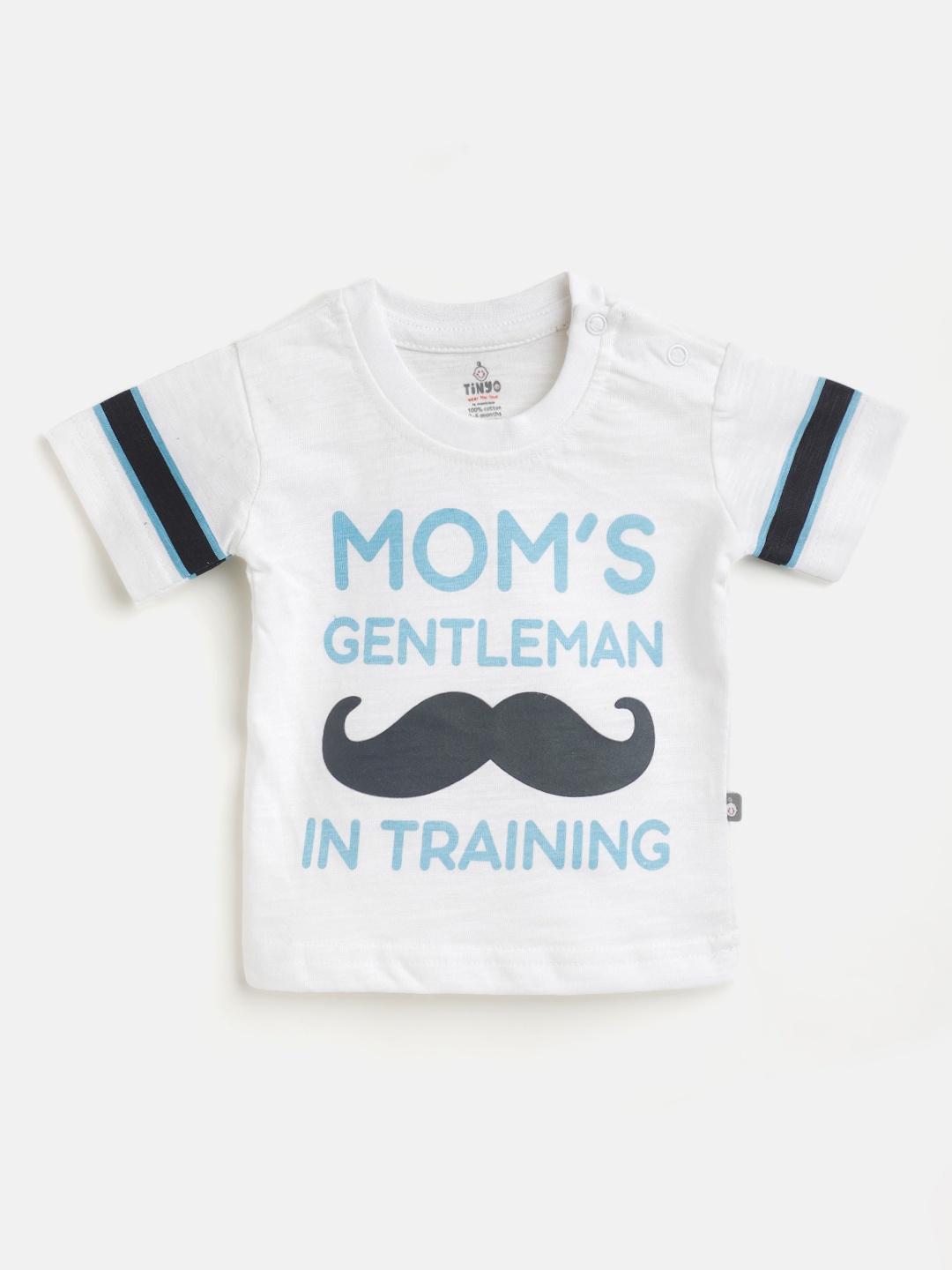 

TINYO Infant Boys White & Blue Typography Printed T-shirt