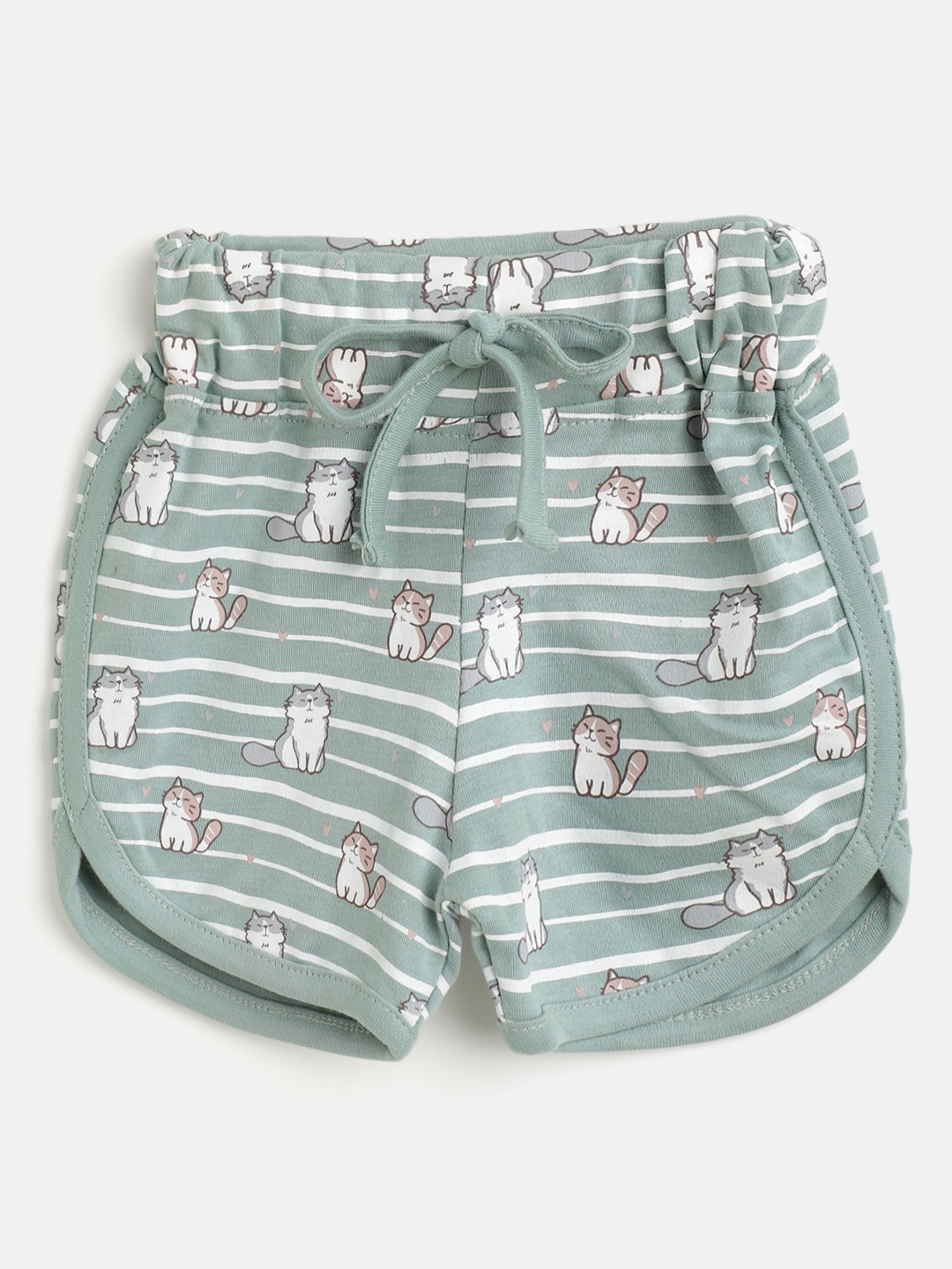 

TINYO Infant Girls Green & White Striped Shorts