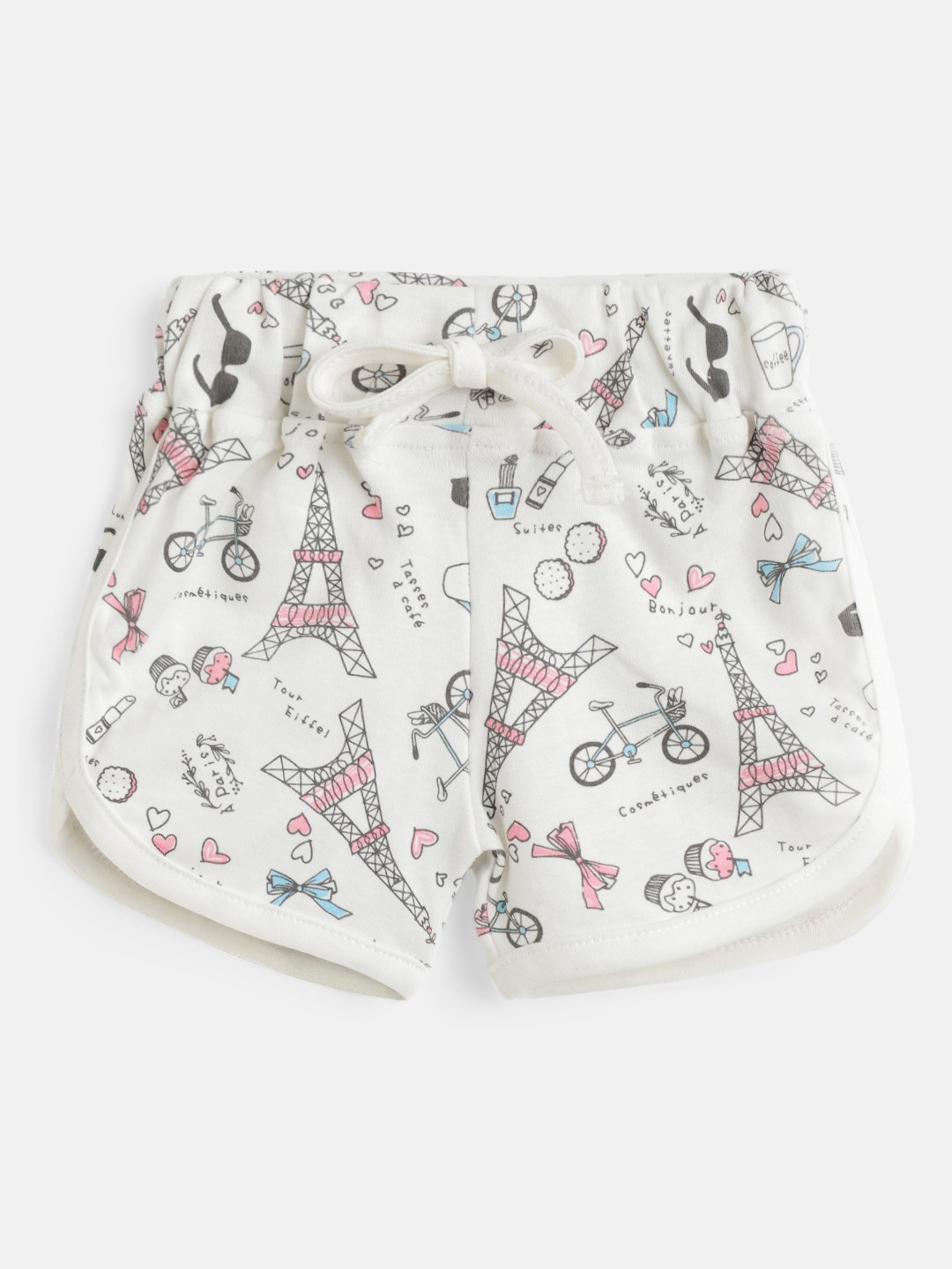 

TINYO Infant Girls White & Black Cotton Printed Shorts