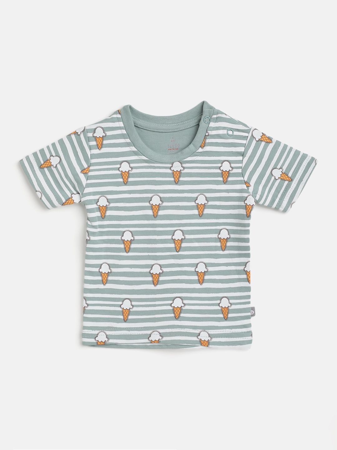 

TINYO Infant Boys Mint Green & White Striped T-shirt