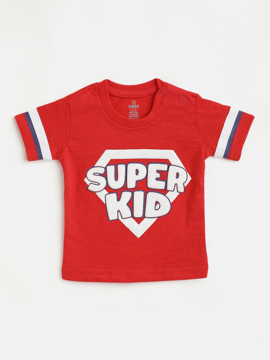 

TINYO Infant Boys Red & White Typography Printed Cotton T-shirt