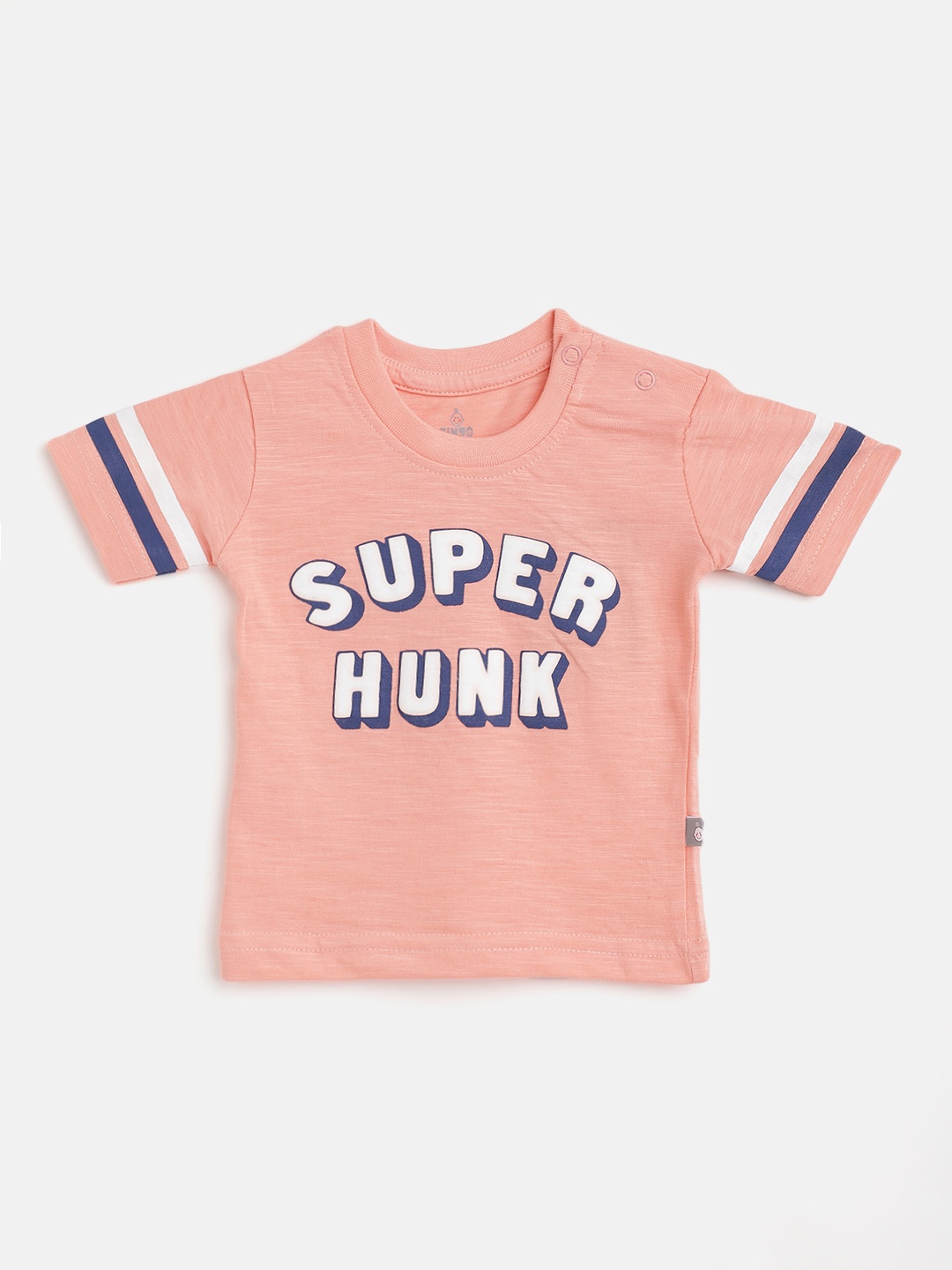 

TINYO Infant Boys Peach-Coloured & White Typography Printed Cotton T-shirt