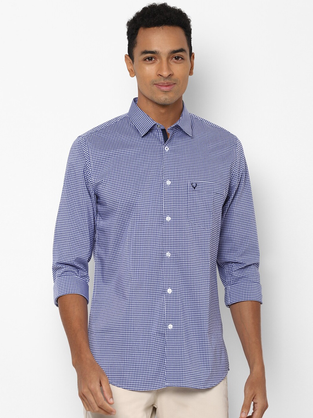 

Allen Solly Men Navy Blue Slim Fit Micro Checks Checked Casual Shirt