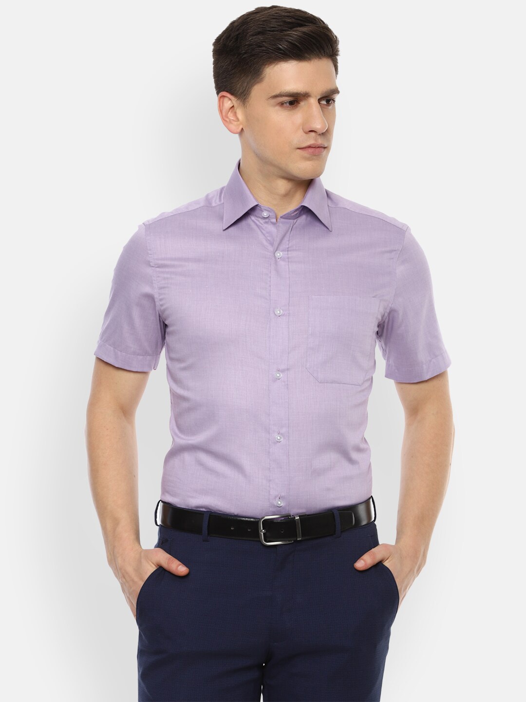 

Louis Philippe Men Purple Pure Cotton Formal Shirt