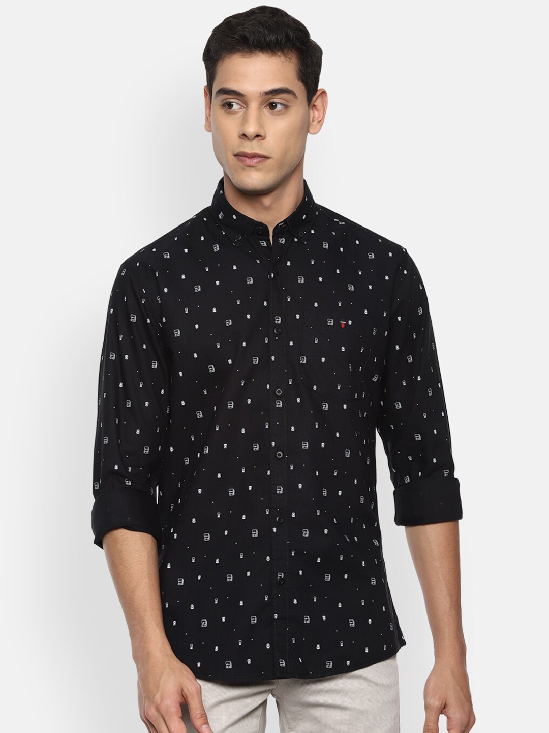 

Louis Philippe Jeans Men Black Slim Fit Printed Cotton Casual Shirt