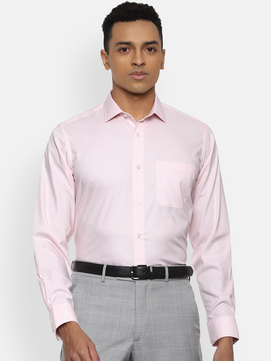

Van Heusen Men Pink Textured Formal Shirt