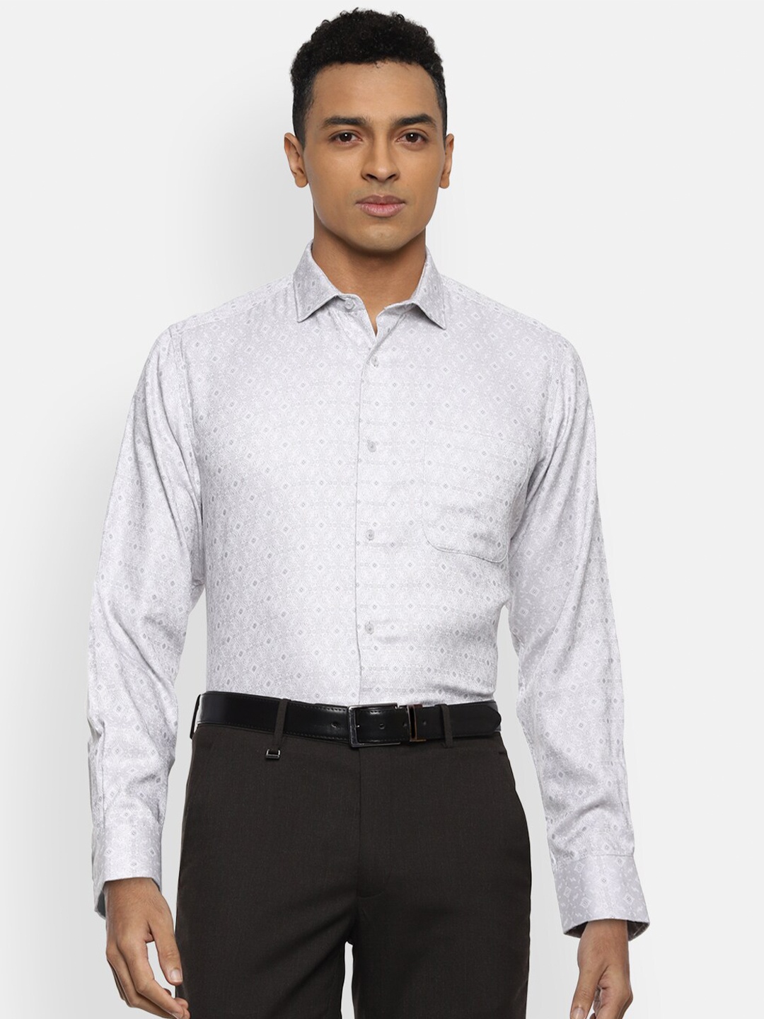 

Van Heusen Men Grey Printed Formal Shirt
