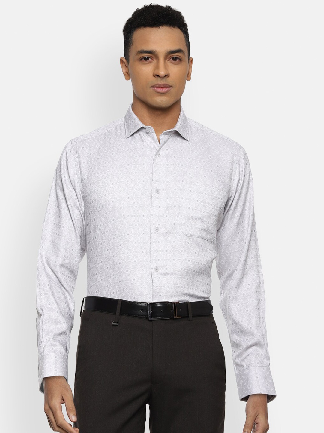 

Van Heusen Men Grey Printed Formal Shirt