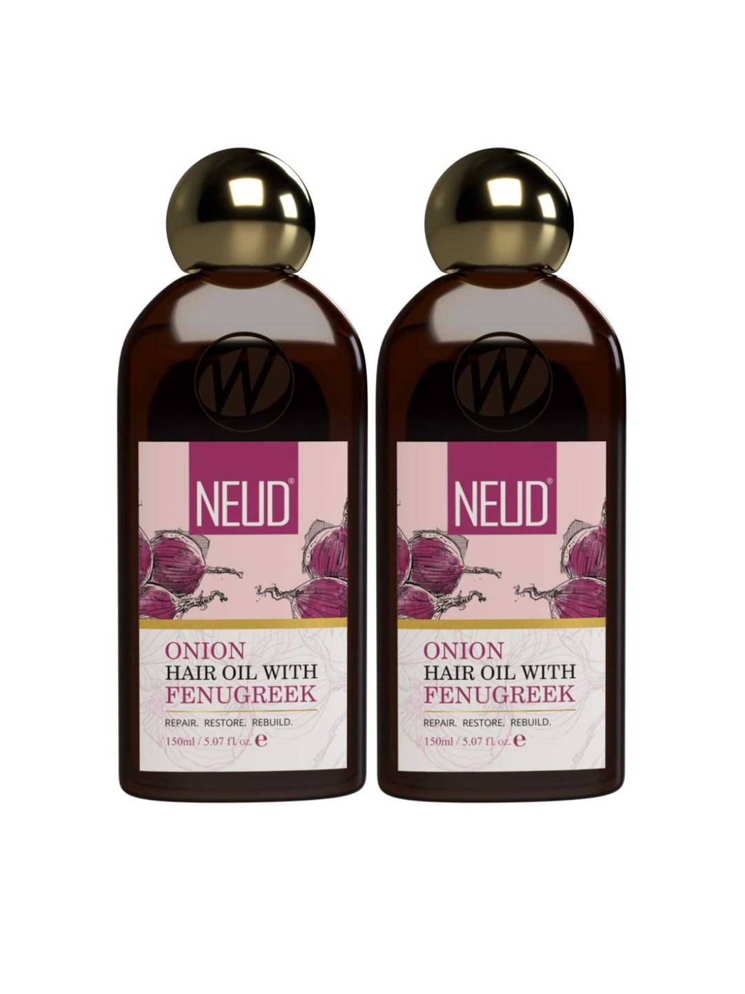 

NEUD Set Of 2 Premium Onion Hair Oil with Fenugreek - 150 ml Each, Brown