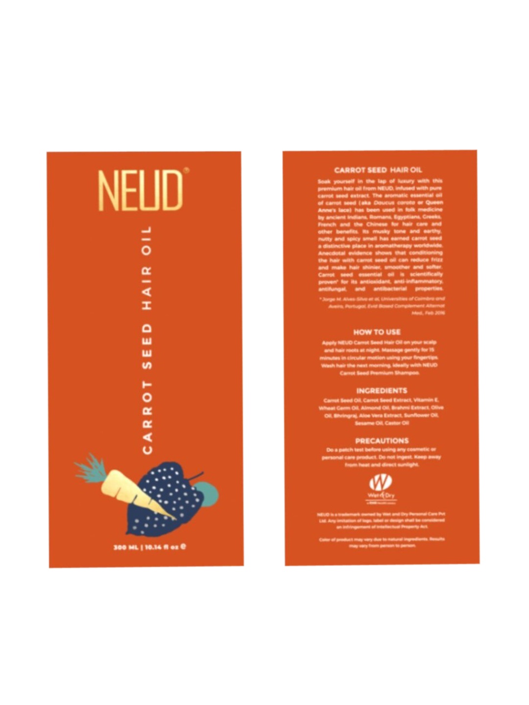 

NEUD Carrot Seed Premium Hair Oil- 300 ml, Orange