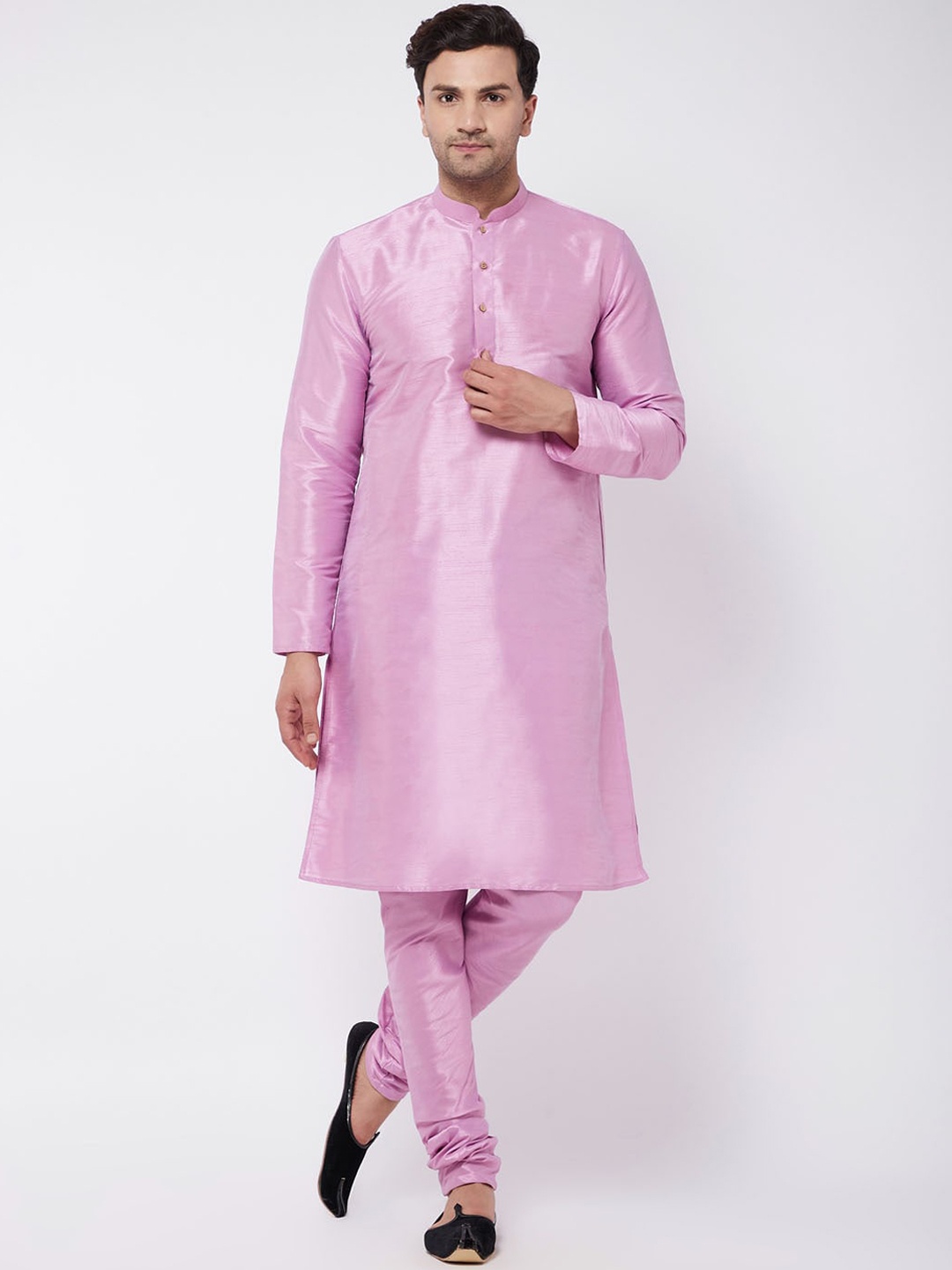 

VASTRAMAY Men Pink Kurta with Churidar