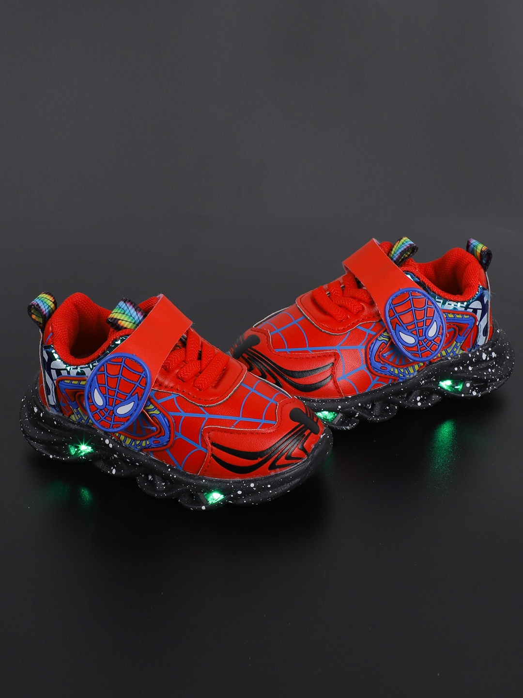 

FEETWELL SHOES Unisex Kids Red Led Light PU Sneakers