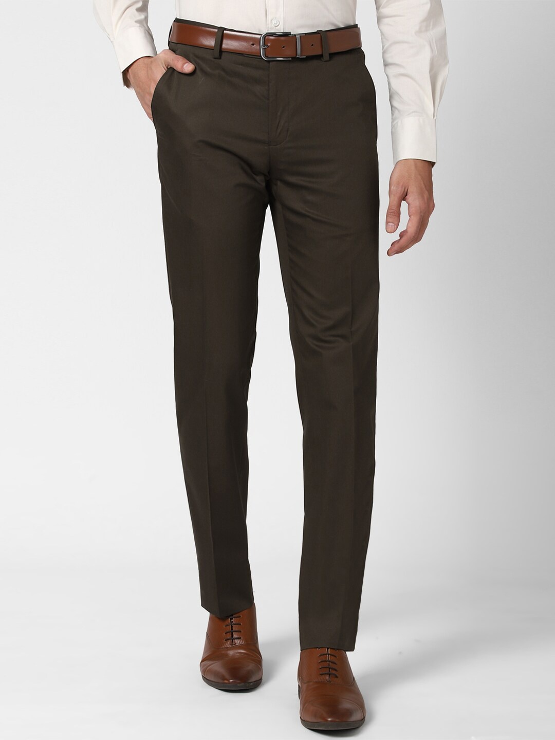 

Peter England Elite Men Brown Slim Fit Formal Trousers
