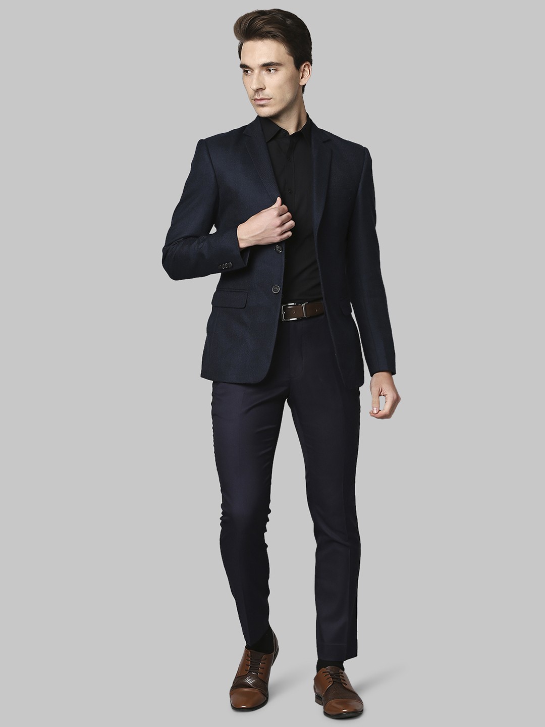 

Park Avenue Men Blue Solid Super Slim-Fit Single Breasted Formal Blazer