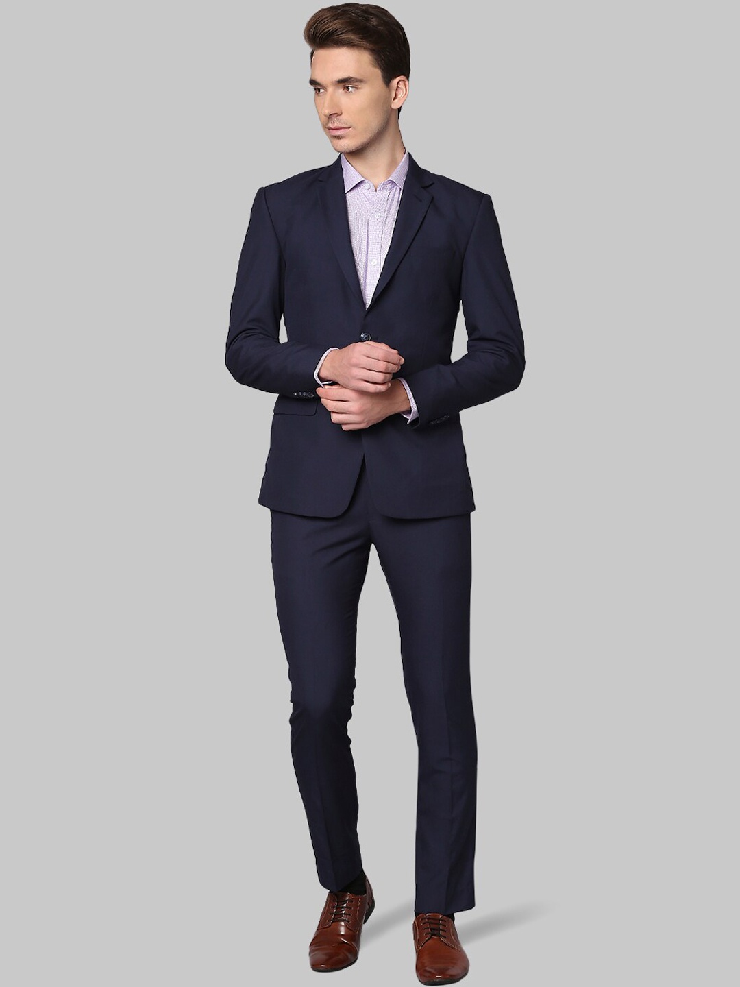 

Park Avenue Men Blue Super Slim Fit Single Breasted Blazer
