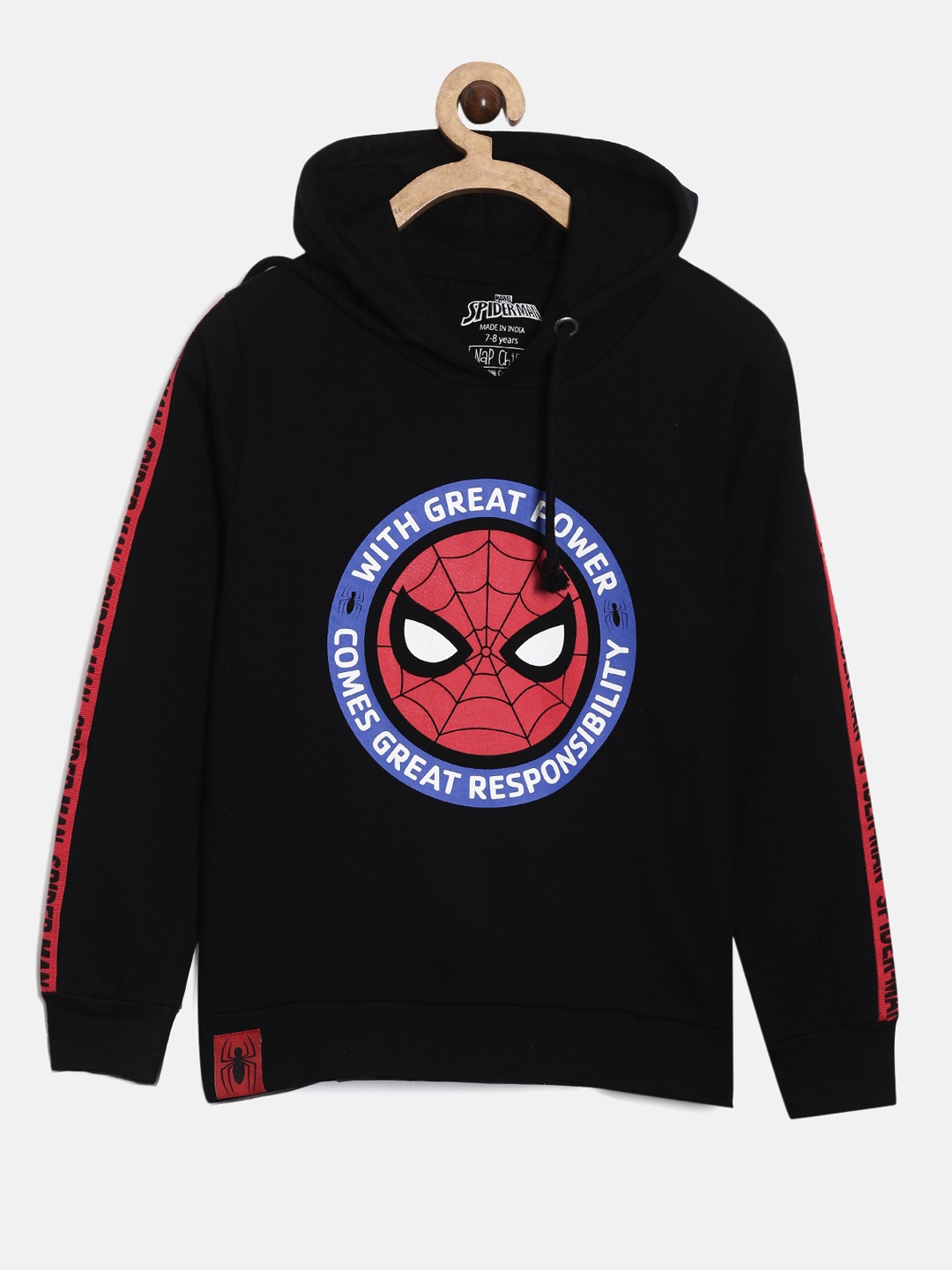 

Nap Chief Boys Black Spider Man Printed Hooded Sweatshirt