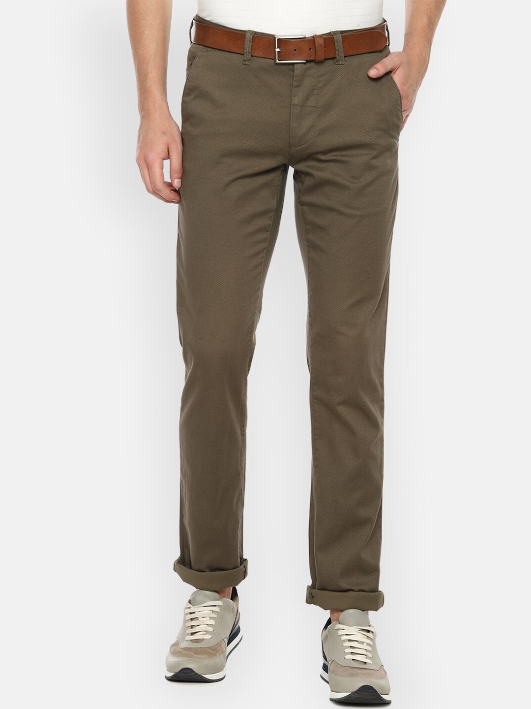 

Van Heusen Sport Men Brown Textured Slim Fit Trousers