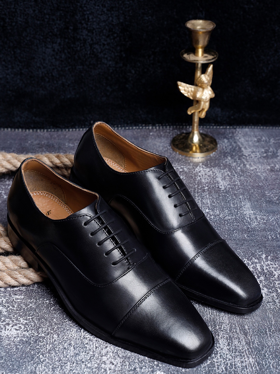 

LOUIS STITCH Men Premium Leather Dual Tone Patina Oxford Shoes, Black