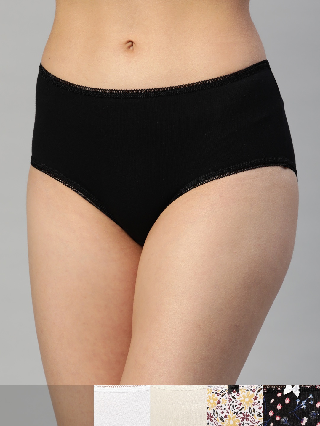 

Marks & Spencer Women Set of 5 Basic Briefs T612010XBLACK MIX, Multi
