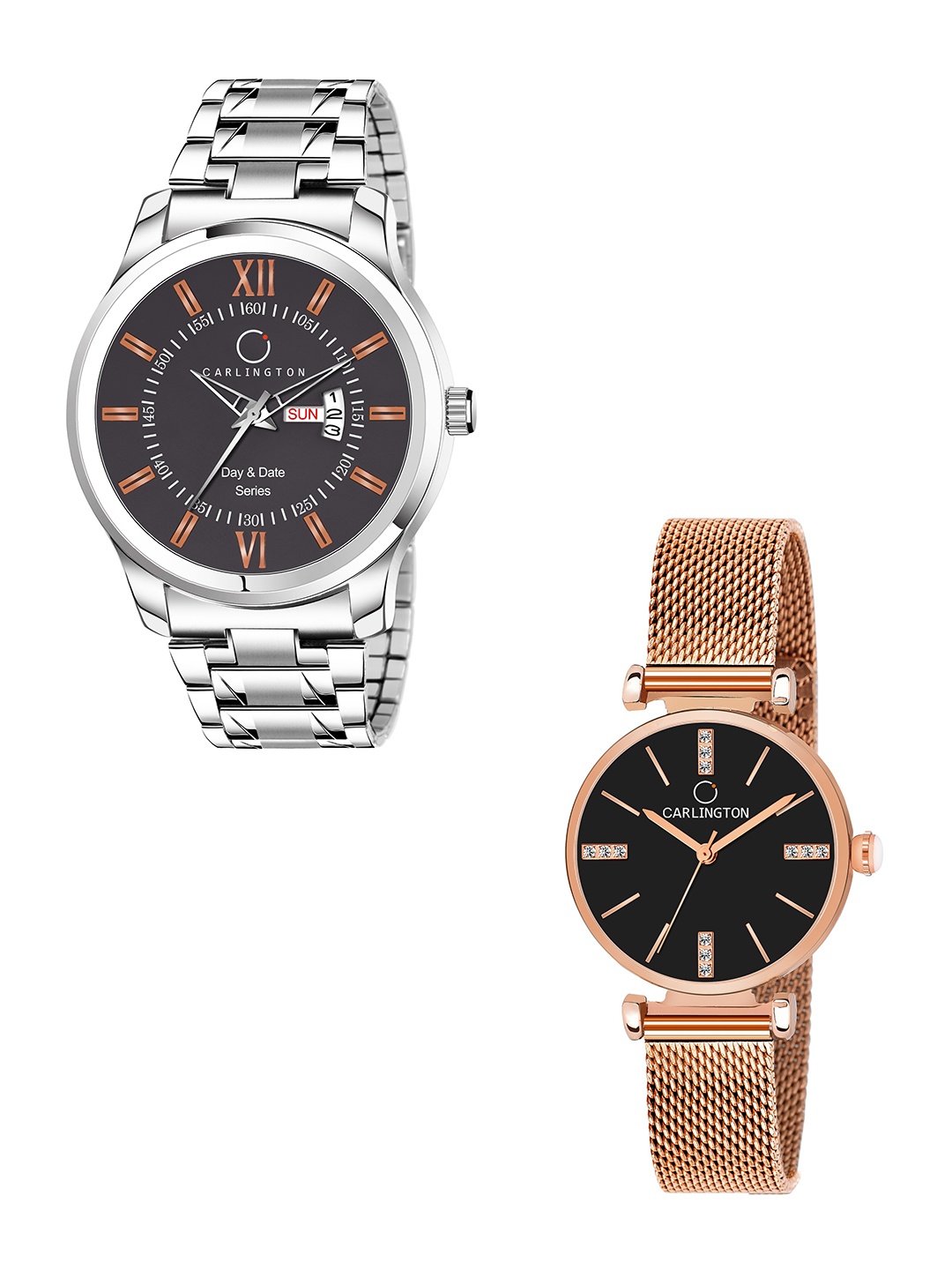 

CARLINGTON His & Her Analogue Watch Gift Set, Silver