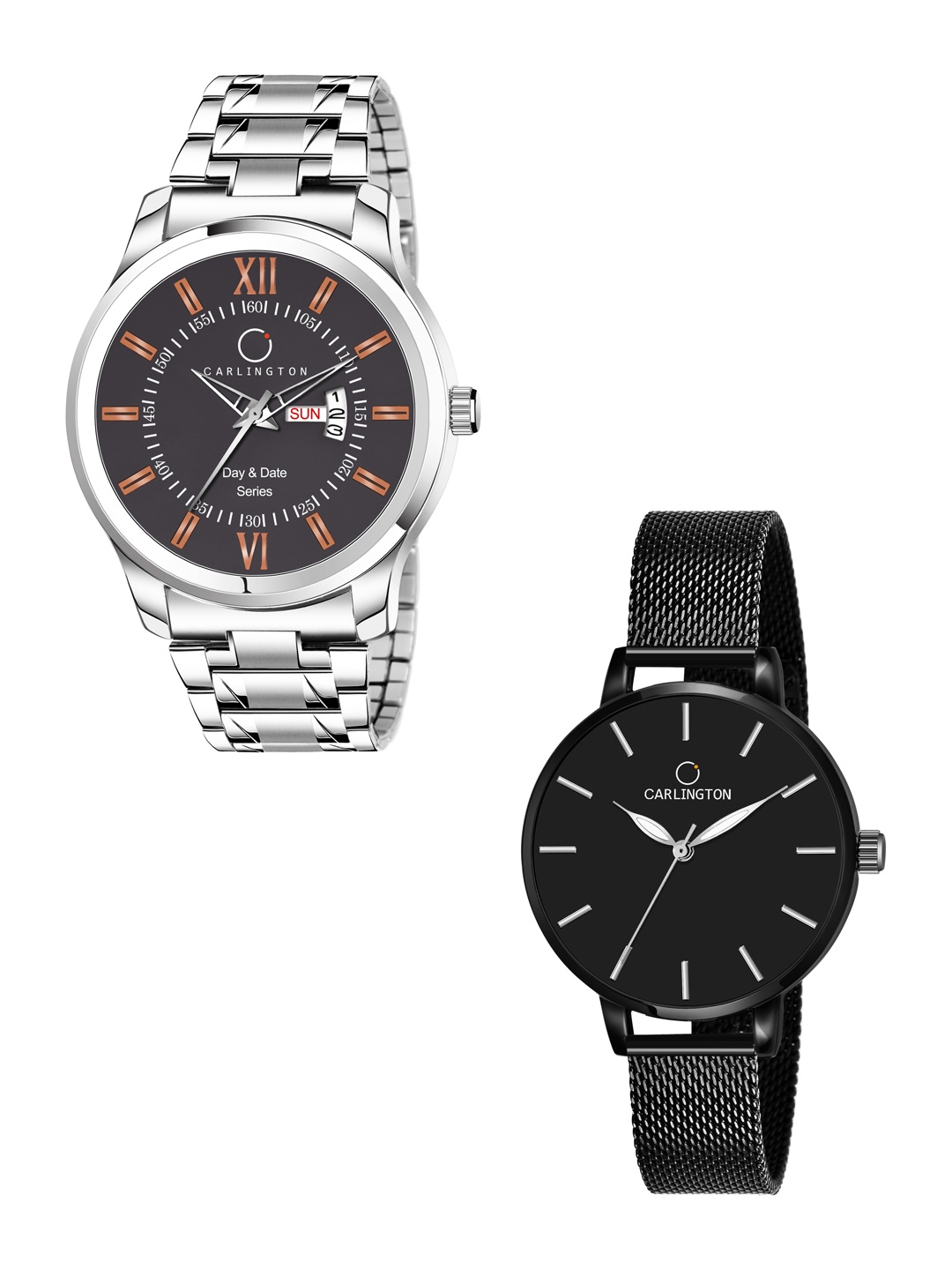 

CARLINGTON His & Her Analogue Watch Gift Set, Silver