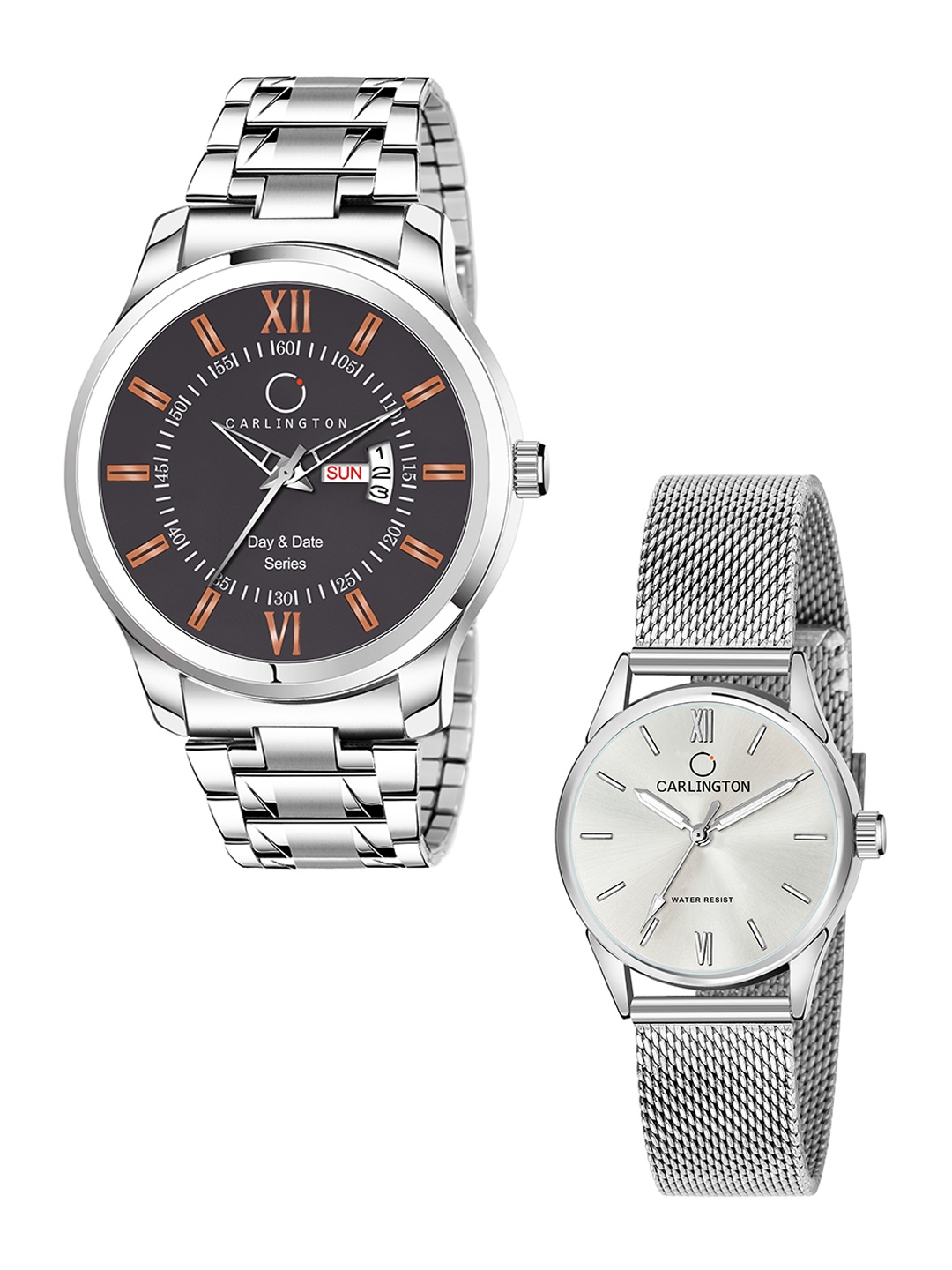 

CARLINGTON His & Her Analogue Watch Gift Set, Silver