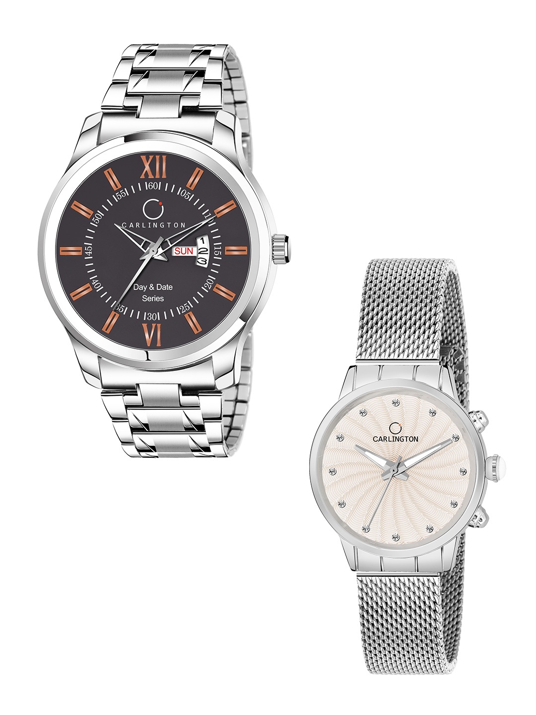 

CARLINGTON His & Her Analogue Watch Gift Set, Silver