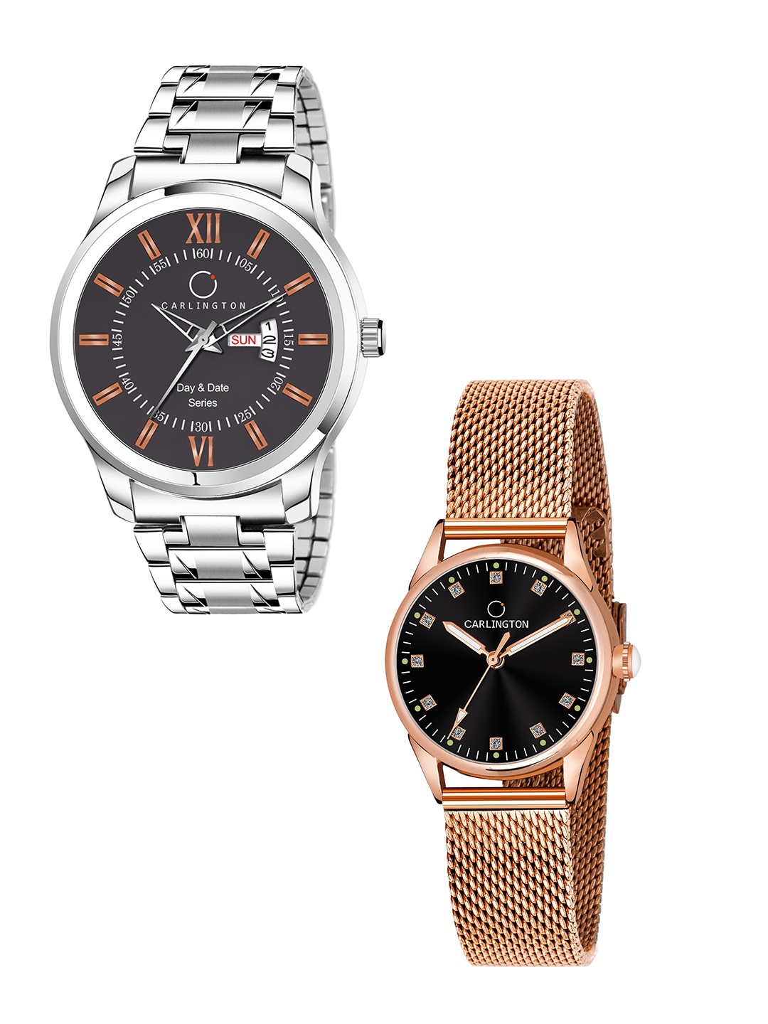 

CARLINGTON His & Her Analogue Watch Gift Set, Silver