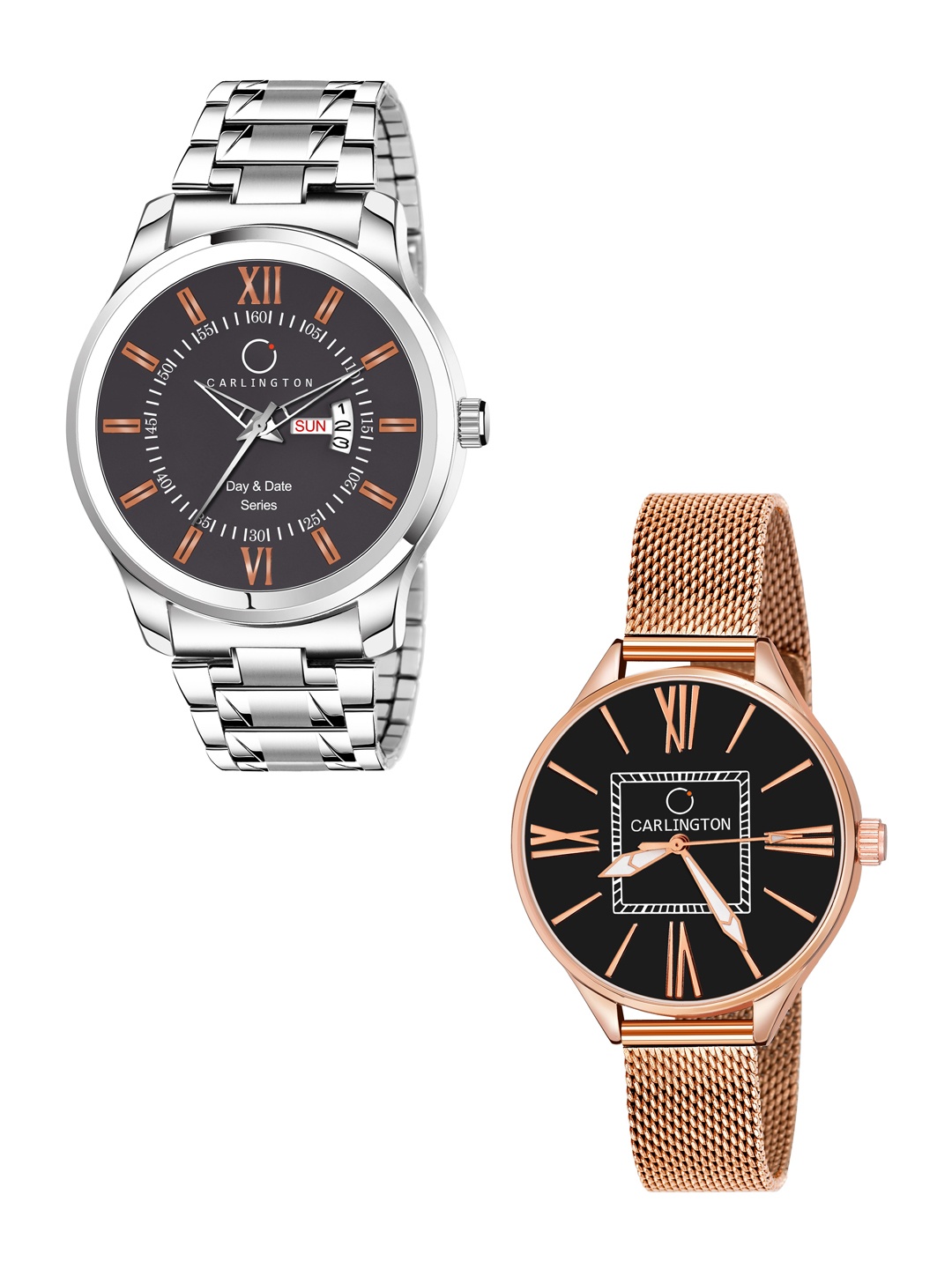 

CARLINGTON His & Her Analogue Watch Gift Set, Silver