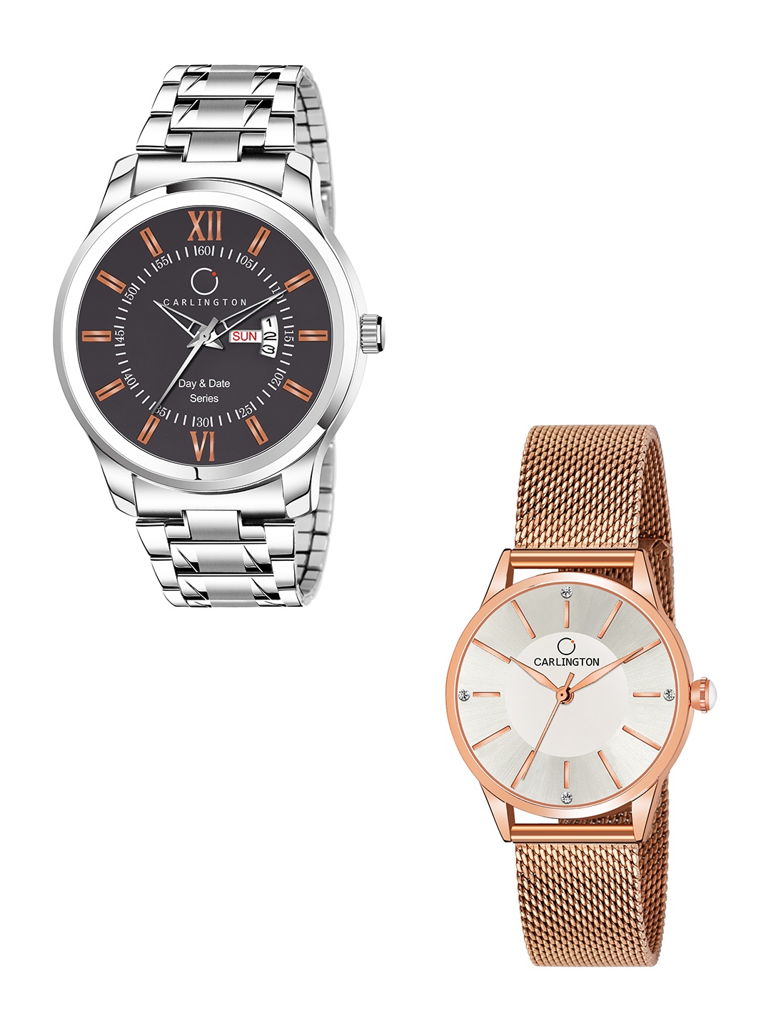

CARLINGTON His & Her Analogue Watch Gift Set, Silver