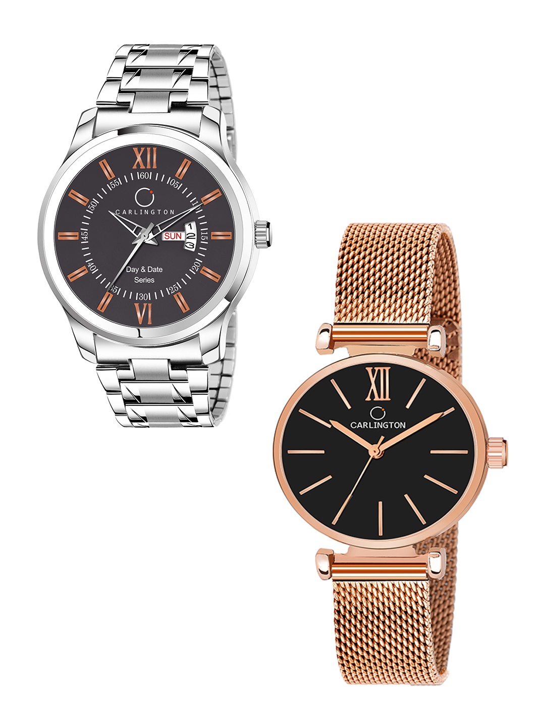 

CARLINGTON His & Her Analogue Watch Gift Set, Silver