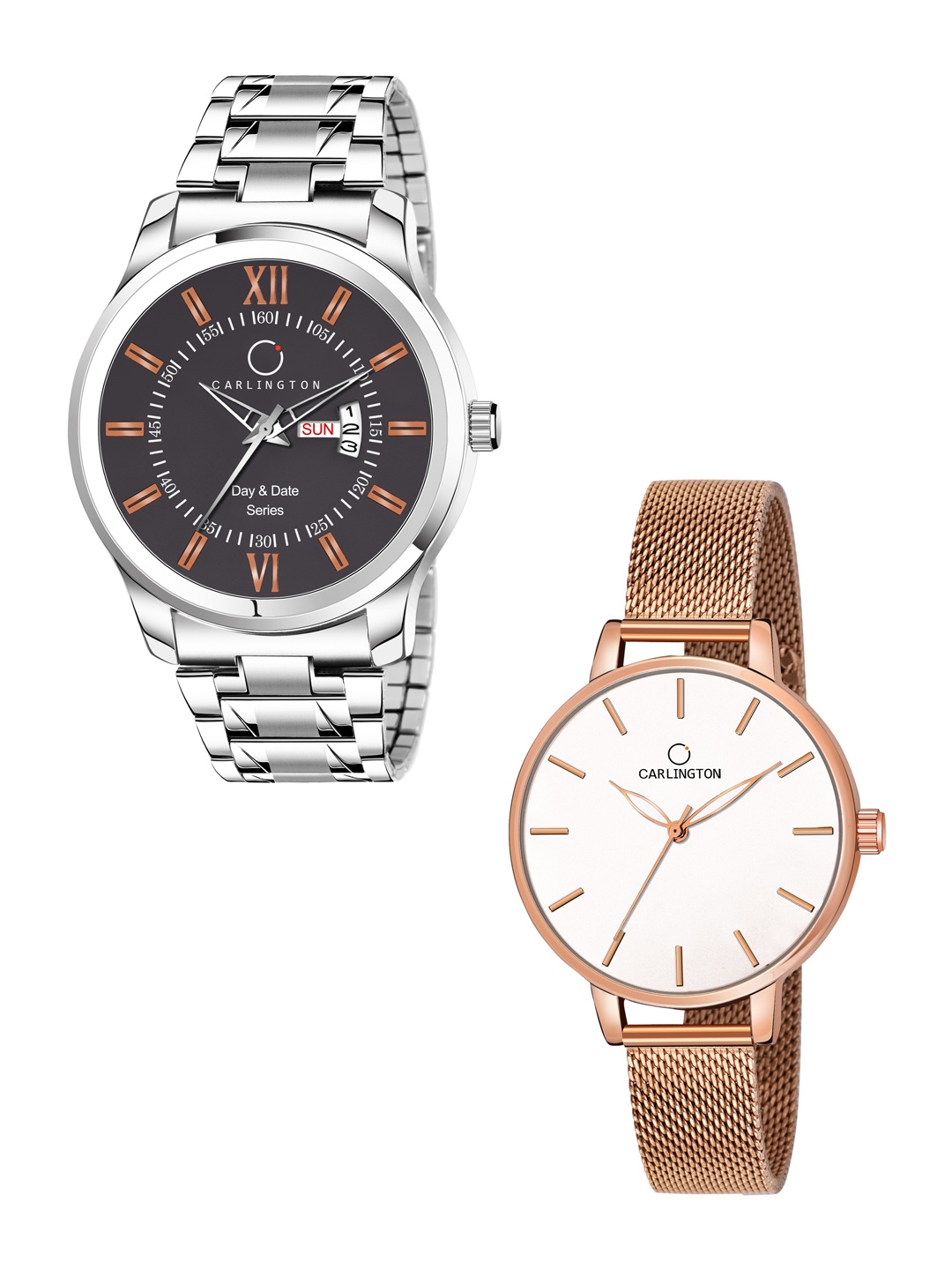 

CARLINGTON His & Her Analogue Watch Gift Set, Silver