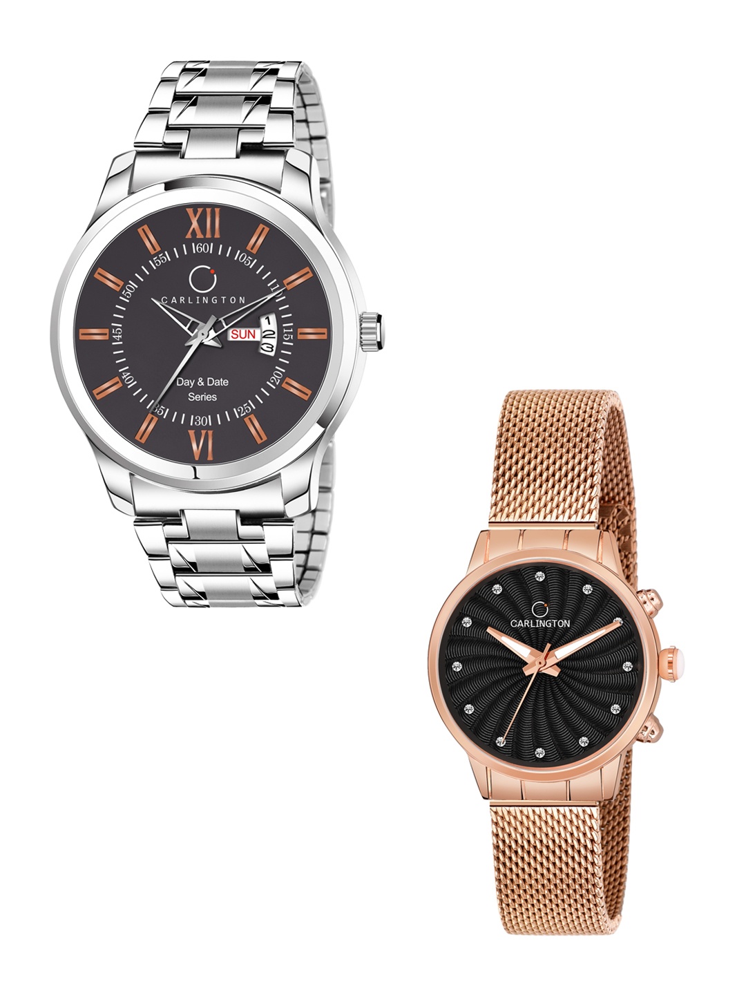 

CARLINGTON His & Her Analogue Watch Gift Set, Silver