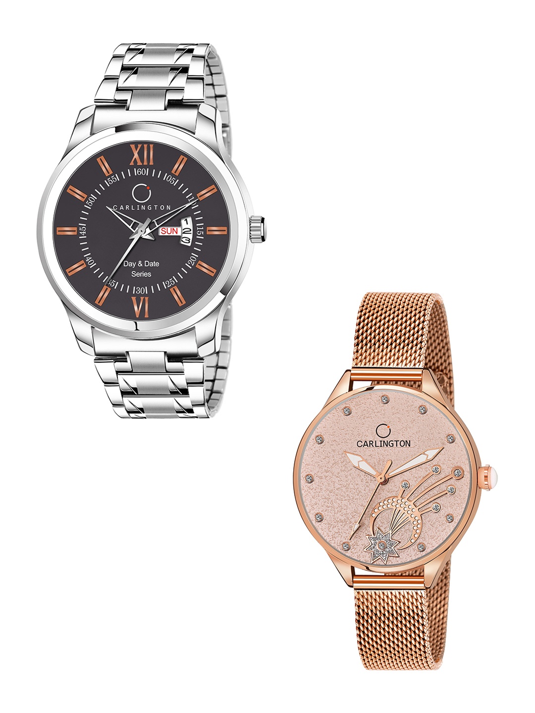 

CARLINGTON His & Her Analogue Watch Gift Set, Silver