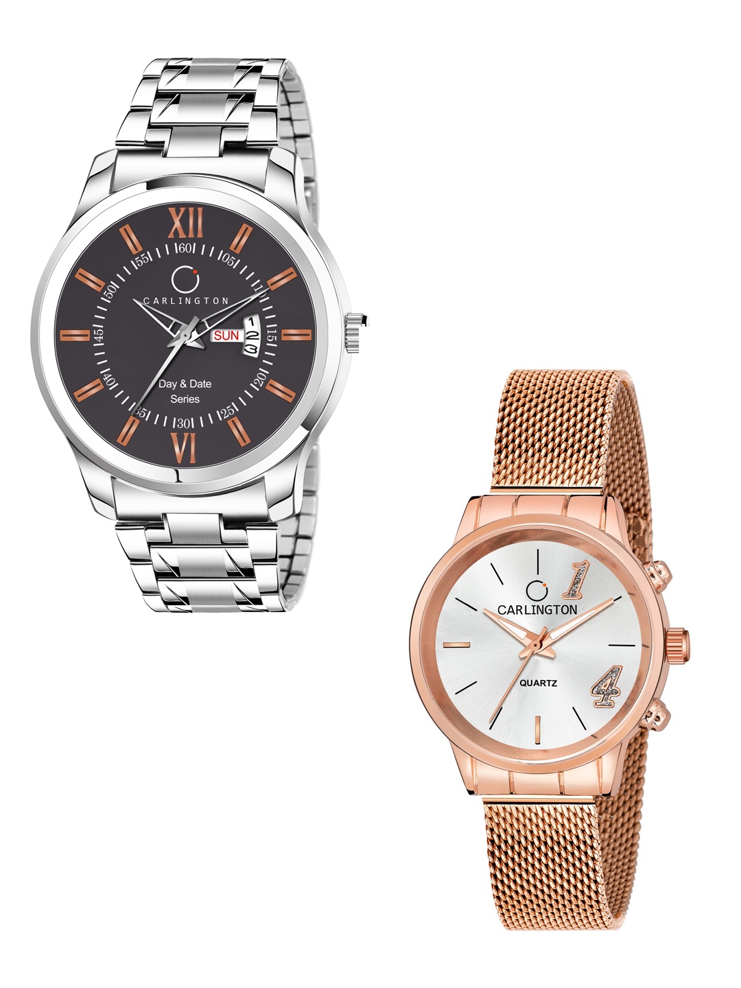 

CARLINGTON His & Her Analogue Watch Gift Set, Silver