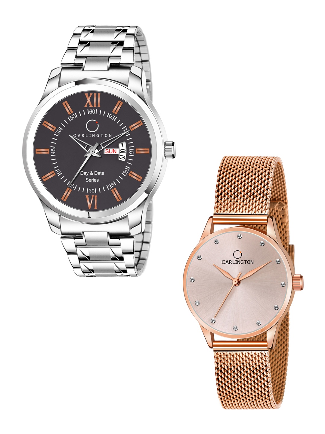 

CARLINGTON His & Her Analogue Watch Gift Set, Silver