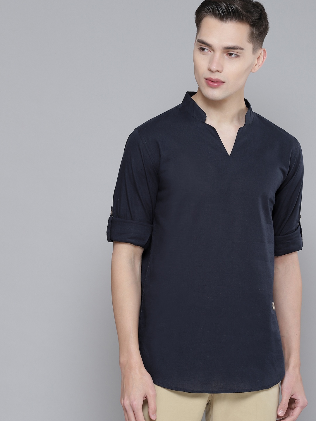 

DENNISON Men Navy Blue Comfort Fit Kurta