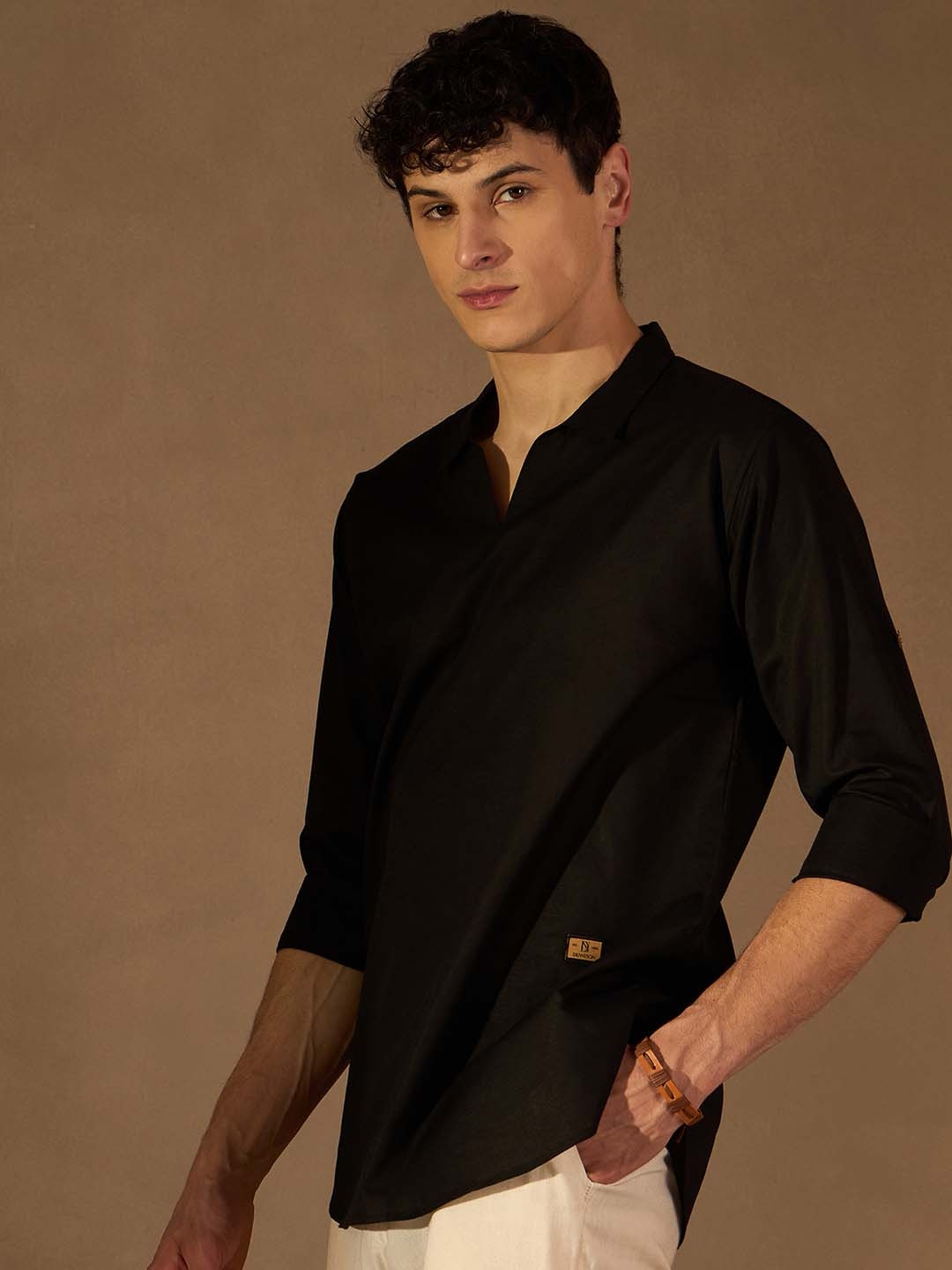 

DENNISON Men Black Comfort Fit Kurta