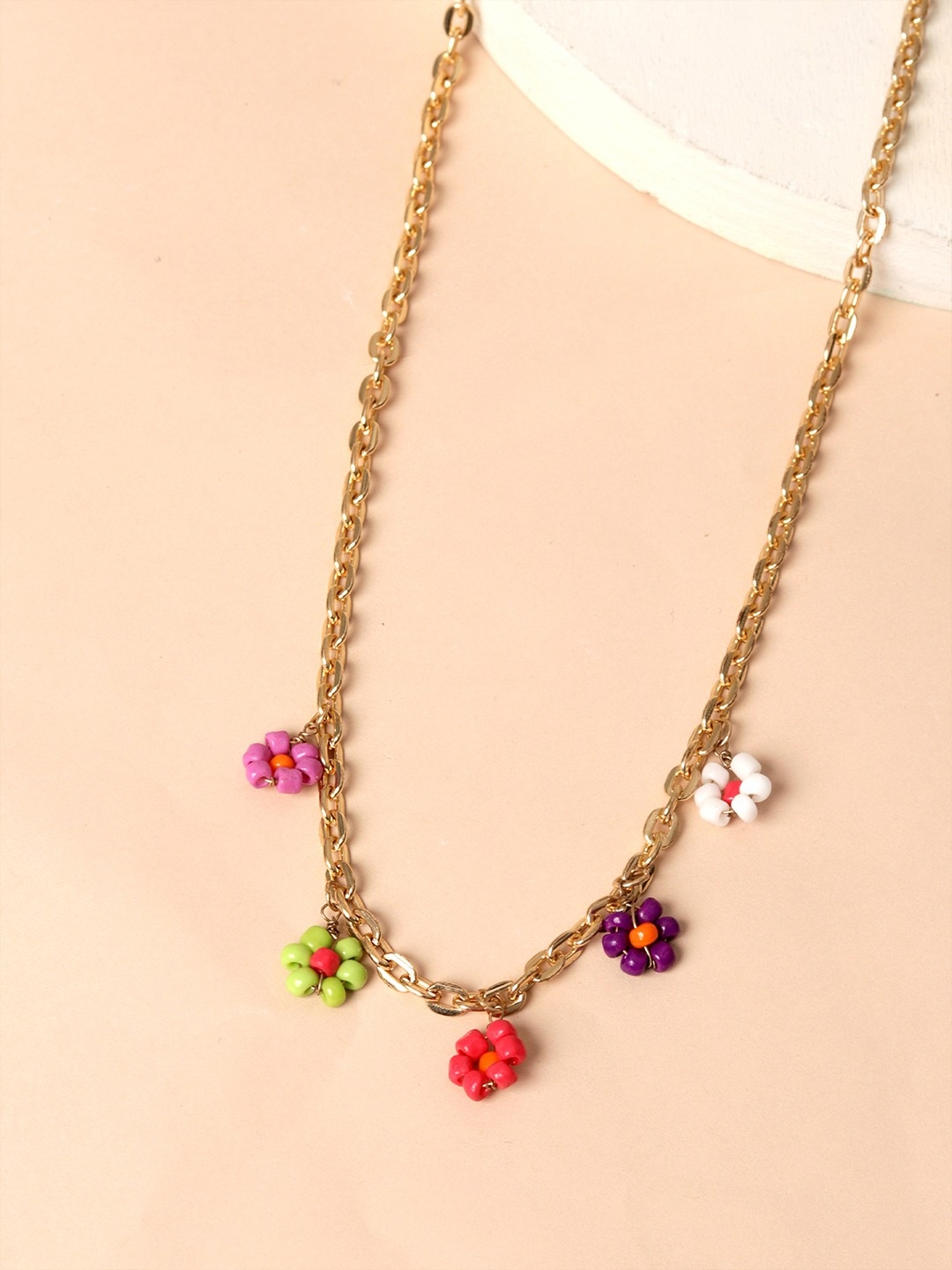 

ToniQ Gold-Toned & Pink Gold-Plated Necklace